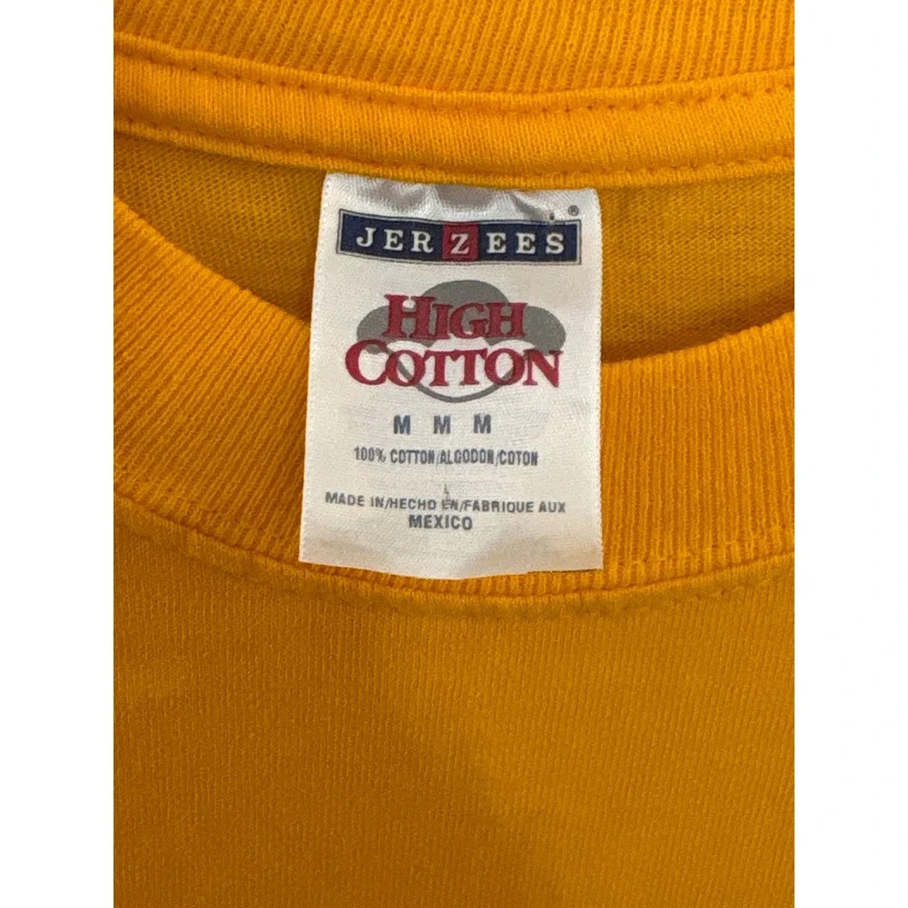 Jerzees Michigan Wolverines T-Shirt Mens Medium Yellow High Cotton Embroidered